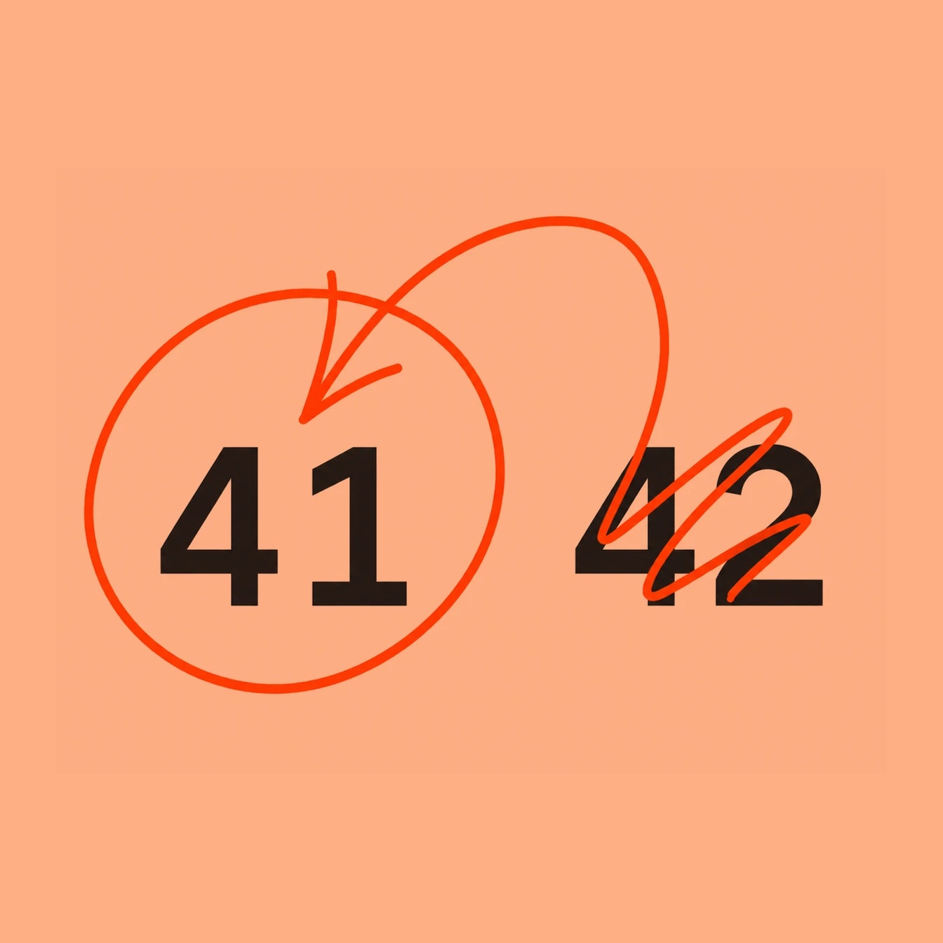 A hand-drawn note crossing out 42 and circling 41